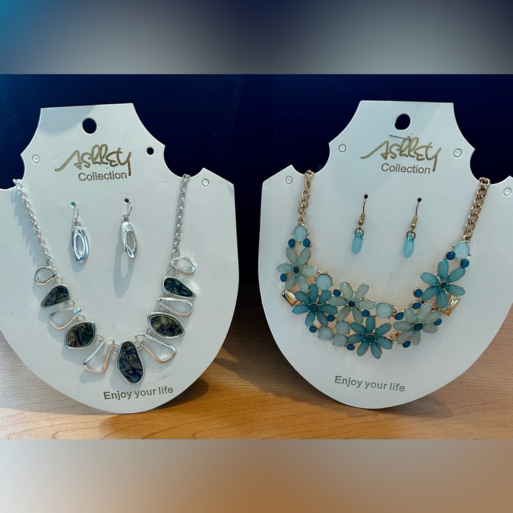 Ashley Collection Silver and Blue Jewelry Sets